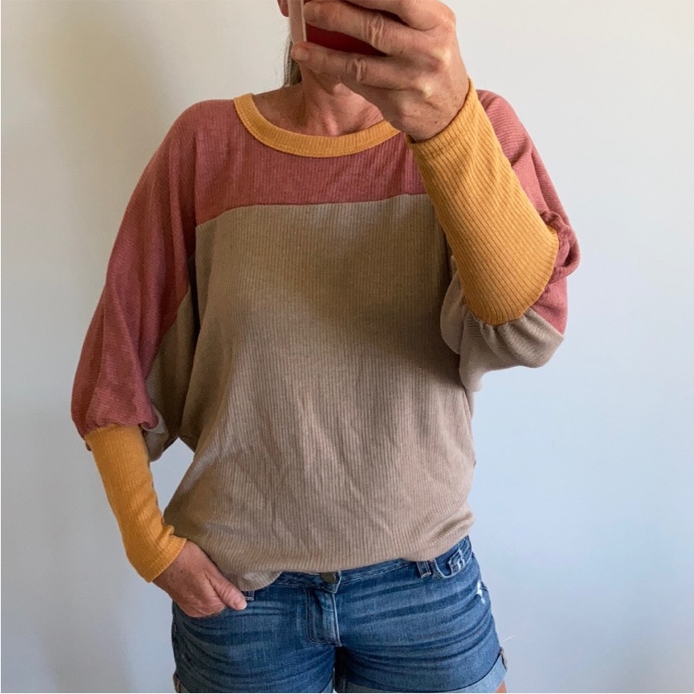 Color Block Dolman Sleeve Top
